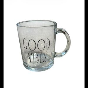 Rae Dunn 18oz Clear Glass Good Vibes Mug With Handle